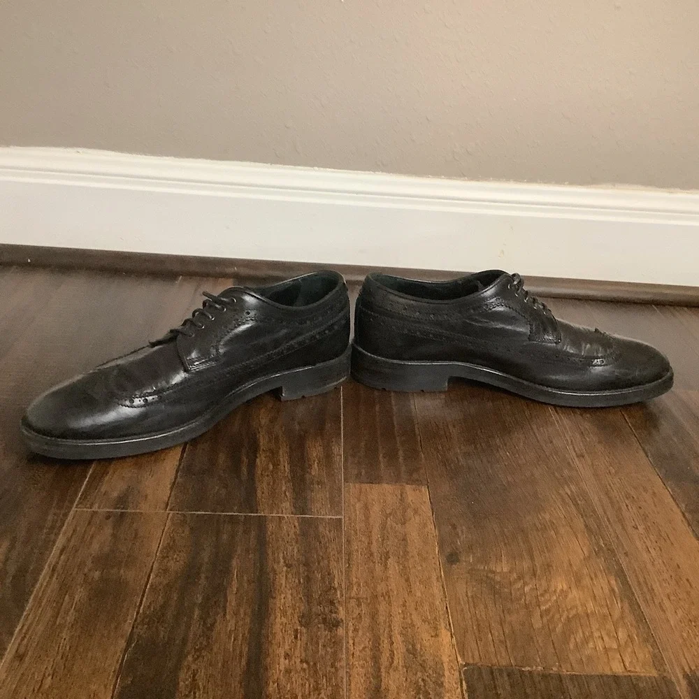 Aquatalia Made In Italy Men's Leather Wingtip Oxford Shoes Black Size 10